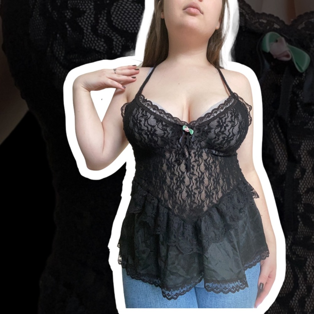 Black lace lingerie top
